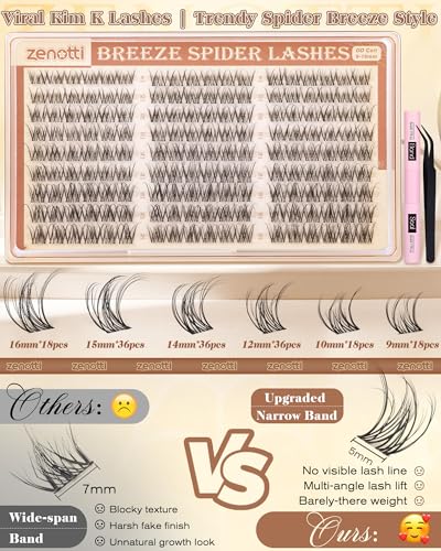 Zenotti DD Curl Spider Lash Clusters Kit - Wispy Natural Extensions