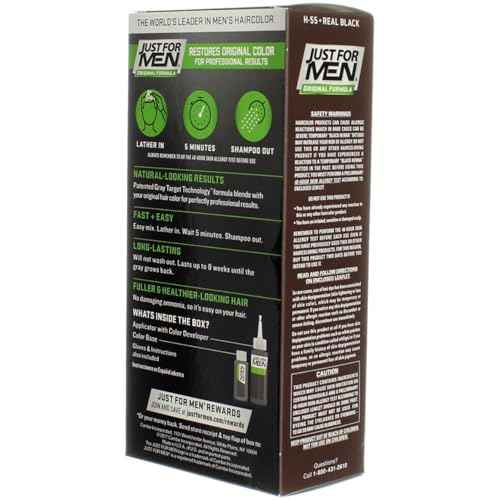 JUST FOR MEN Hair Color H-55 Real Black 1 Each (Pack of 5)