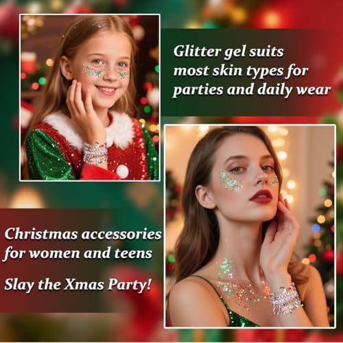 Christmas Glitter Stick & 6 Bracelets Set - Face Body Hair