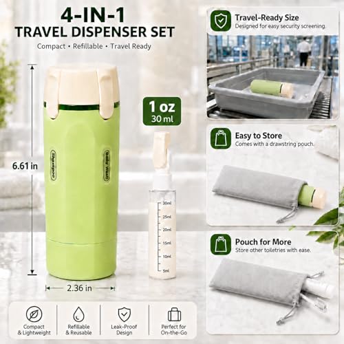 4-in-1 Travel Bottle Set with Storage Bag, 30ml Leak-Proof Refillable Containers
