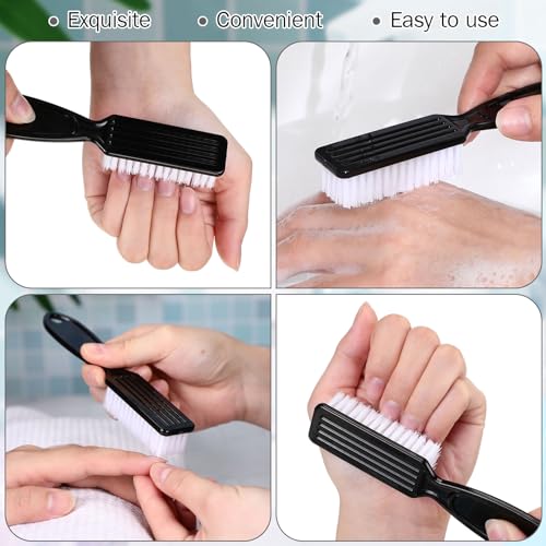 15 Pieces Nail Brush for Cleaning Fingernails Nail Scrub Manicure Brush Handle Grip Cleaning Brushes Pedicure Brush for Toes and Nails Cleaning (Black)