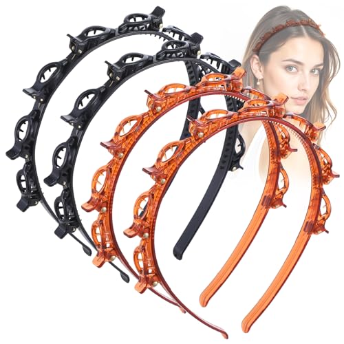 4-Piece Headband with Clips – Adjustable Hair Styling Tool
