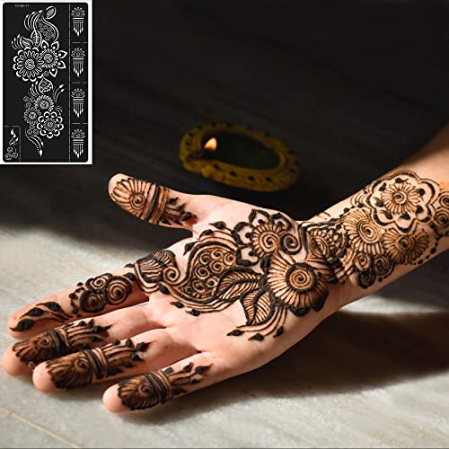 Henna Tattoo Stencil Kit - 9 Reusable Templates for Hand & Body
