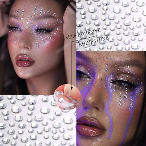 Face Gems Rhinestone Stickers - 1500pcs Self-Adhesive Bling