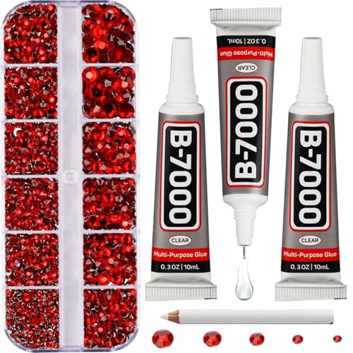 6500 Red Flatback Rhinestones Kit with B7000 Glue