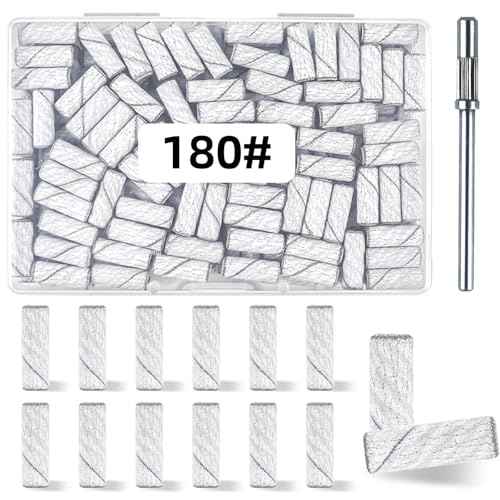100 Pcs (180 Grit White) Small Sanding Bands Nail Drill Bit,Nail Drill Bits,Extreme Fine Grit Mini Sanding Band,Nail Bits,Upgrade 3.1mm Mandrel Bits,Professional Nail Drill Bit for Acrylic Nails