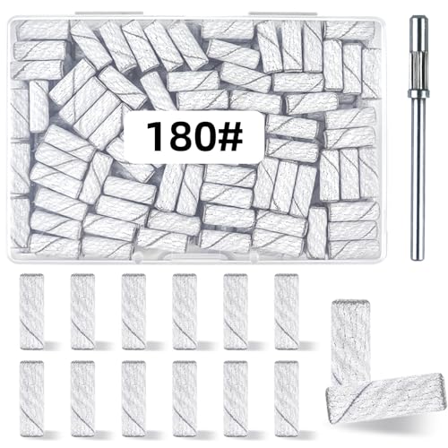 100 Mini Sanding Bands 180 Grit Nail Drill Bits for Nail Care