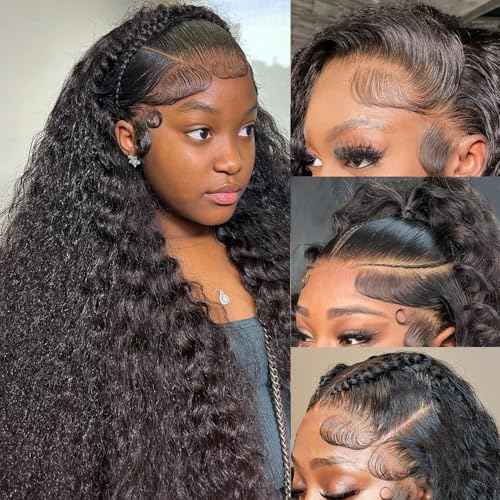 Deep Wave Lace Front Wigs Human Hair, 13x4 HD Lace Front Wet And Wavy Frontal Brazilian Human Hair Deep Curly Wig For Women Glueless, Bouncy Soft, 180 Density Tangle Free, Pre Plucked 20 Inch