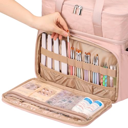 HOMEST Nail Polish Organizer - 80 Bottle Capacity with Lamp Storage