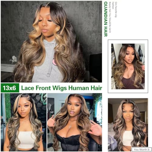 28" 13x6 Balayage Body Wave Lace Front Wig FB/27 180% Density