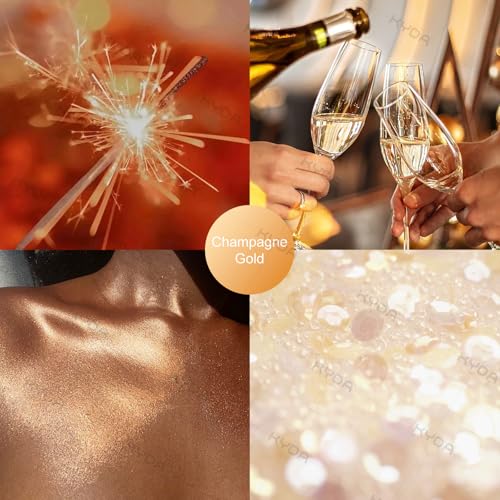 KYDA Champagne Gold Highlighter Spray for Face & Body, Glitter Makeup, High Gloss Finish