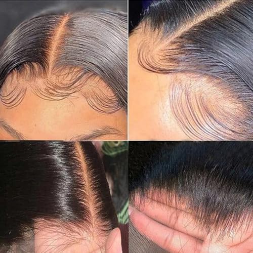 18 Inch 4x4 HD Lace Closure Brazilian Virgin Human Hair Natural Wave Transparent Lace Closure Pre Plucked with Baby Hair Free Part Natural Wave Lace Closure, Black