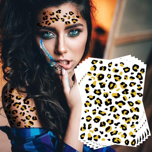 Leopard Print Temporary Tattoos, 6-Sheet Realistic Stickers