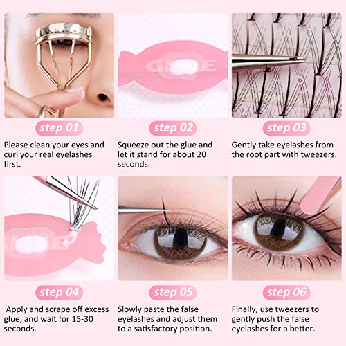 False Eyelashes Individual 100 Clusters 10-12mm Wispy C Curl