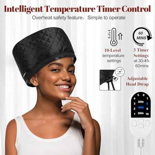 Hair Steamer for Deep Conditioning: Upgraded Heat Cap with 10-Level Fast Heating 3 Time Settings for Natural Hair Portable Thermal Steam Cap for Home Hair Treatment