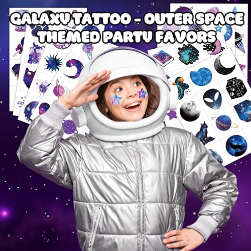 96 PCS Galaxy Temporary Tattoos for Kids – Space Party Favors