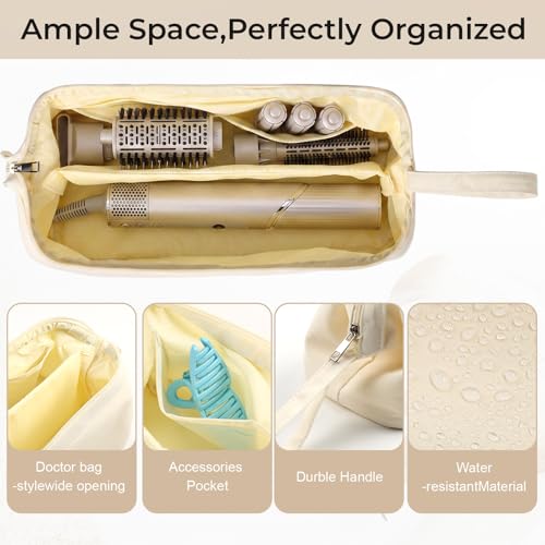 Cunno Beige Travel Hair Tool Bag Compatible with Dyson & Shark Flexstyle