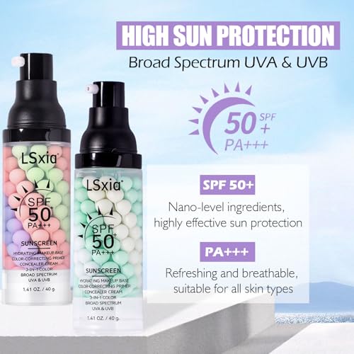 LSxia 3-in-1 Color Correcting Primer SPF 50 - Tinted Moisturizer