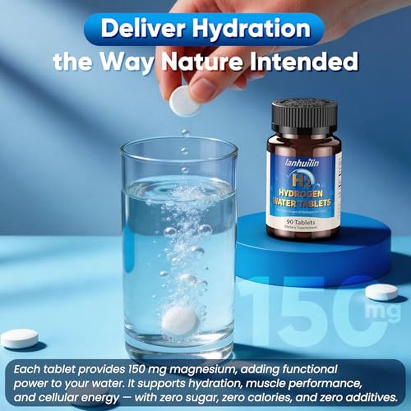 Hydrogen Water Tablets with Magnesium 150mg | 90 Count Antioxidant Supplement