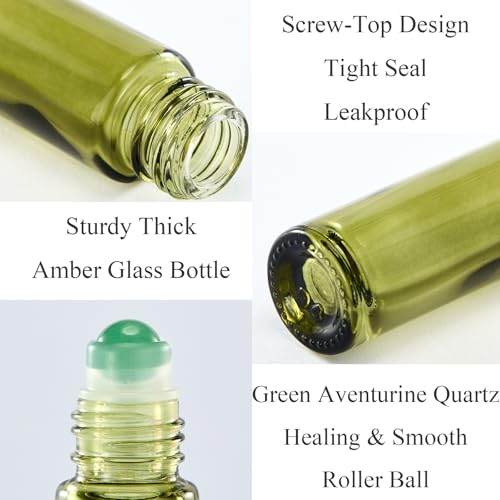 Qeuly Rose Quartz Roller Bottles 6 Pack 10ml Essential Oil