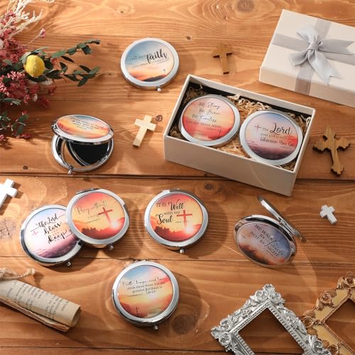 RattanView 18 Pcs Christian Compact Mirrors Gifts for Women Bulk Religious Pocket Mirror with Bible Verse Inspirational Scripture Quote Church Gifts for Ladies Church VBS Sunday School