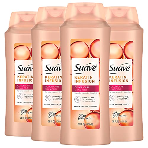 Suave Professionals Color Care Shampoo for Color Treated Hair Keratin Infusion Color Protecting Shampoo, 28 Ounce (Pack of 4)
