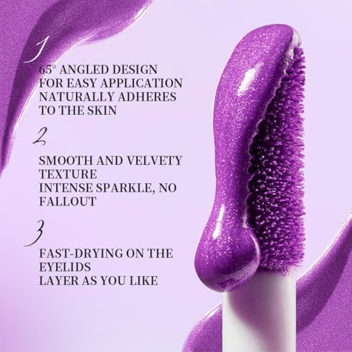 Glitter Liquid Eyeshadow Set, Metallic Shimmer Eye Makeup Eyeshadow with Smooth Gel Formula, Quick Drying & Pigmented, Long Lasting Flawless-Looking (Pack of 4)