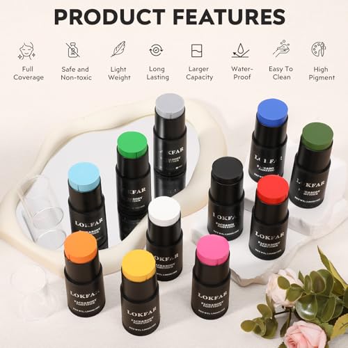 Green Face Paint, Cream-based Body Paint Stick¡¼Larger Capacity¡½¡¼High Pigment¡½¡¼Long Lasting¡½Professional Paint Makeup Product For Halloween/Masquerade/Cosplay/Movie Makeup, 1.06 Oz/30g