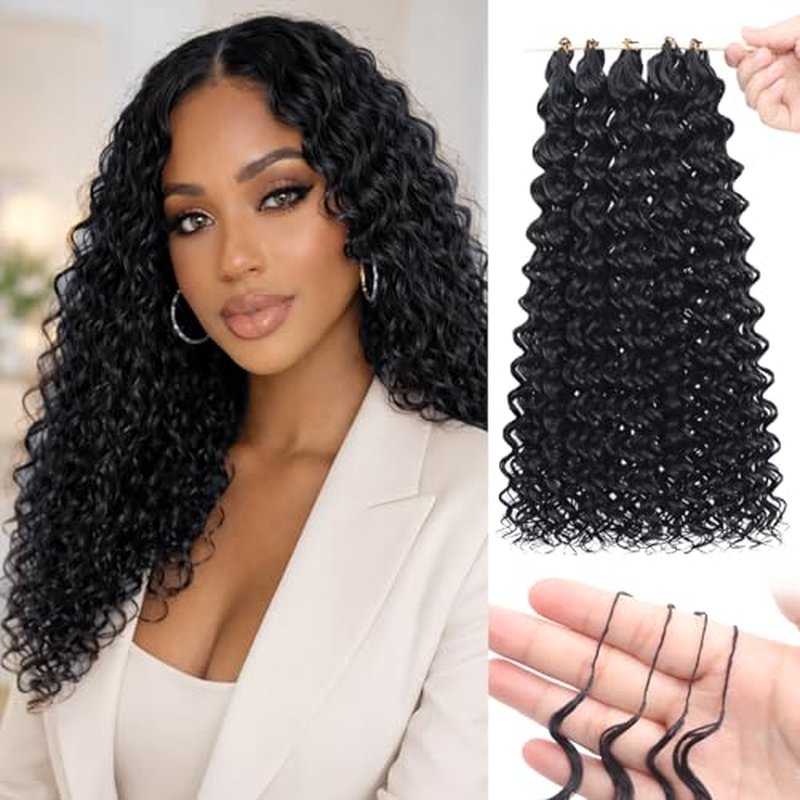 12 Inch Pre-Looped Deep Wave Crochet Hair Extensions for Black Women