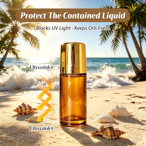 Rose Quartz Roller Bottle 30ml Amber Glass - Essential Oil & Perfume