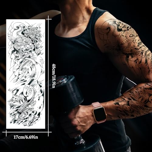 12-Sheet Full Arm Waterproof Temporary Tattoos for Adults