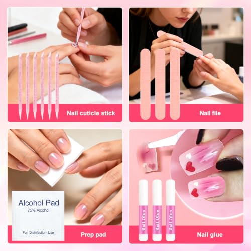 Press On Nail Kit with Glue, File & Prep Pads (20 Pcs)