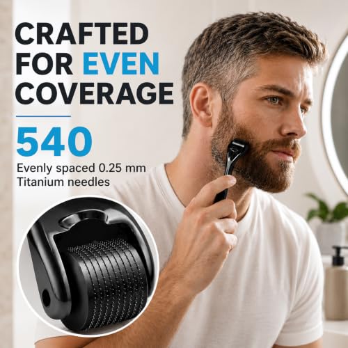 Beard Derma Roller 0.25mm Titanium Microneedle by Tilcare