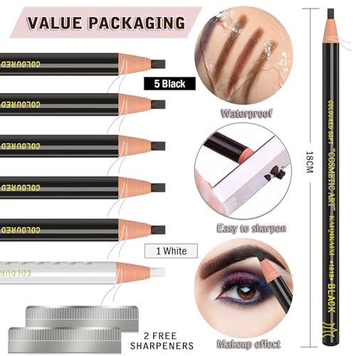 Waterproof Eyebrow Pencils 6 Piece Set Black