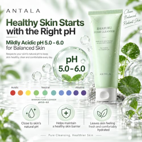 Antala Korean Face Wash - Gentle Foaming Cleanser for All Skin Types 8.45 oz