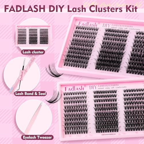 FADLASH Lash Clusters Kit 40D+50D+60D D Curl 8-16mm
