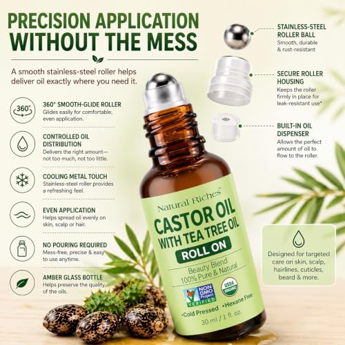 Castor Oil with Tea Tree Oil - Hair & Scalp Care Roller 1oz
