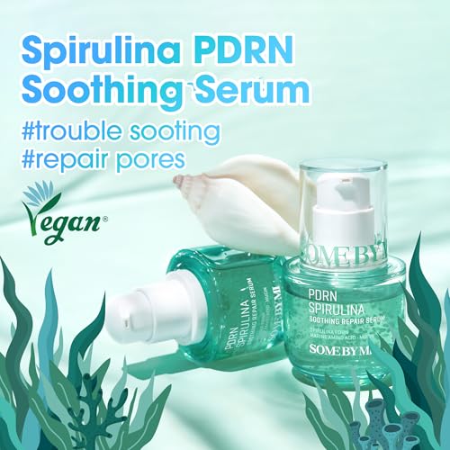 SOME BY MI PDRN Spirulina Soothing Repair Serum ? 1.69oz, 50ml ? Korean Vegan PDRN Serum for Face ? Calms Redness, Firms & Hydrates Skin with Spirulina, Peptides & Marine Mucin ? Korean Skin Care