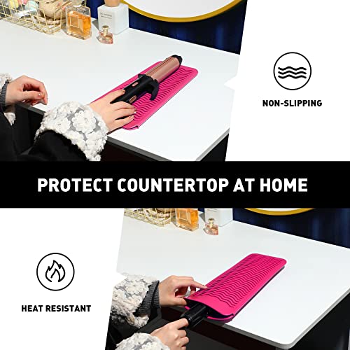 Heat Resistant Silicone Curling & Flat Iron Travel Case & Cooling Pad - Hot Pink 1 Pack