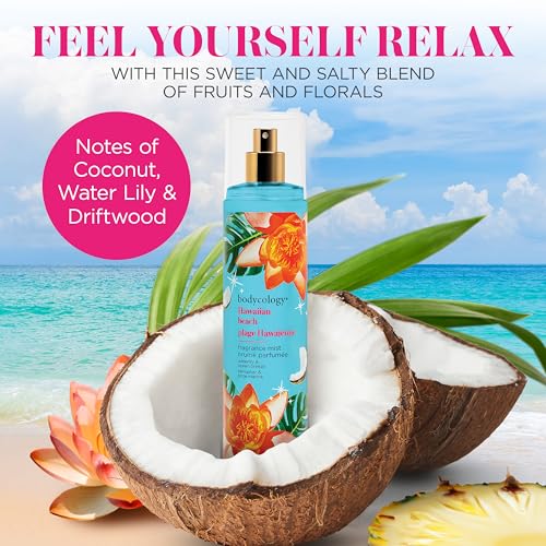 Bodycology Hawaiian Beach Fragrance Body Mist 8 fl oz – Tropical Coconut & Pineapple