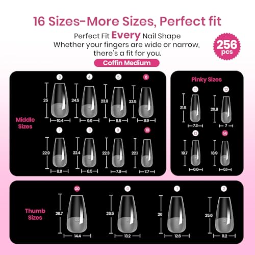 Beetles Tipex Lite Instant Apex Nail Tips - Medium Coffin, 256pcs