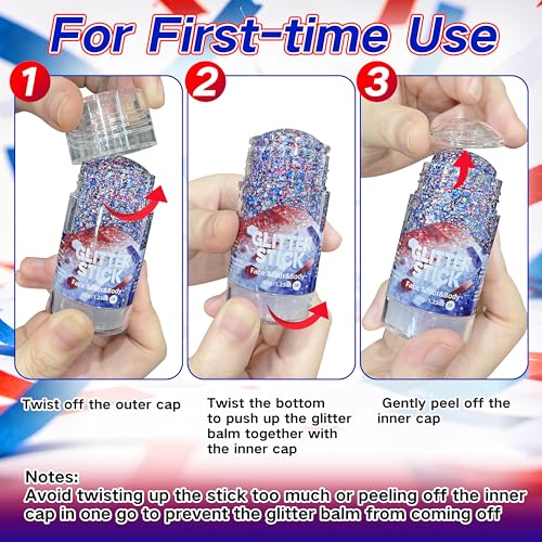 4th of July Red White Blue Glitter Stick – Chunky Holographic Face & Body