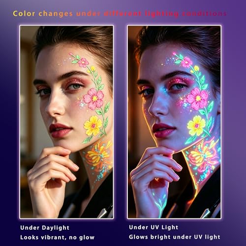 UV Glow Face Paint Crayons - 12 Pcs Fluorescent Makeup Kit