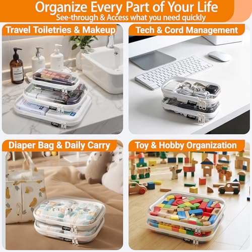 Clear Hard Shell Organizer Cases 3-Pack with YKK Zippers