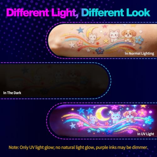 14 Colors UV Glow Body Paint Markers - Waterproof Neon Face Paint Pens
