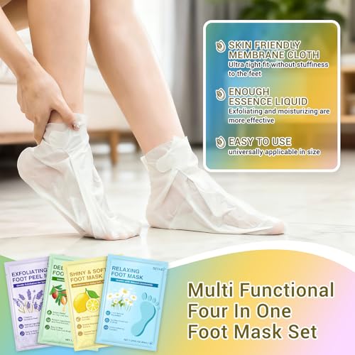BESNEL 8-Pack Moisturizing & Exfoliating Foot Mask Socks - 4 Styles