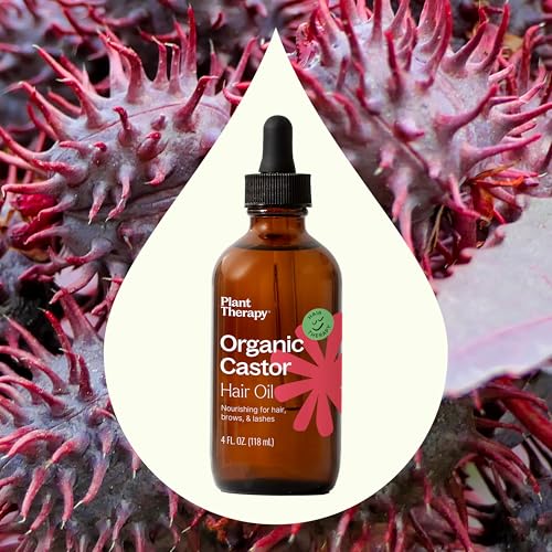 Castor Oil 4oz - Organic, Cold-Pressed & Hexane-Free by Plant Therapy for Hair & Skin