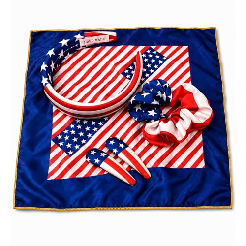 Patriotic 4-Piece Hair Accessory Set for Women - Headbands & Clips