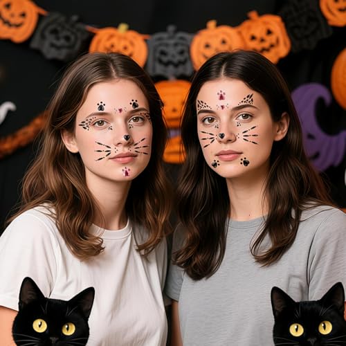 Crystal Cat Face Jewels Sticker - Self-Adhesive Gem Tattoo