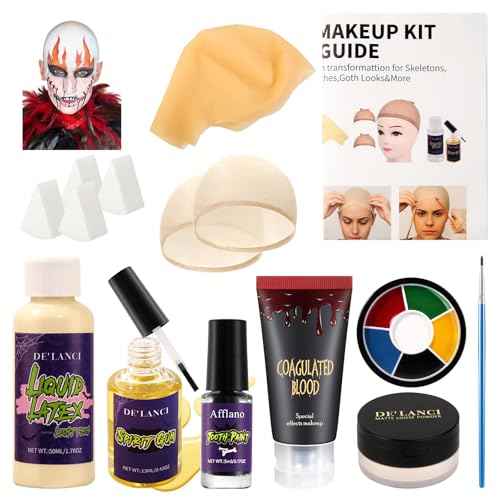 Bald Cap Halloween Makeup Kit for Woman Man, Professional Complete Bald Cap Character Set for Cosplay,Sfx Halloween Makeup Costumes Party Theater look-with Instruction, Realistic Bald Cap Kits